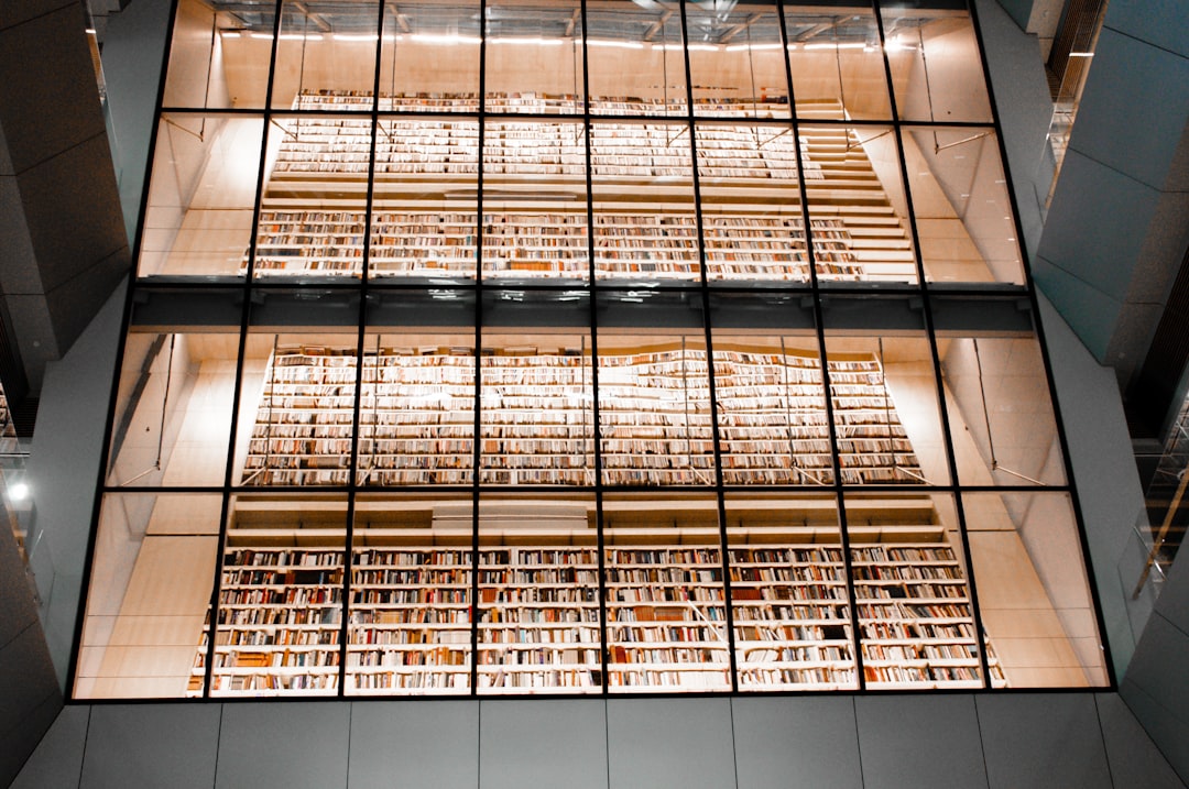 a very tall building with a lot of books on it
